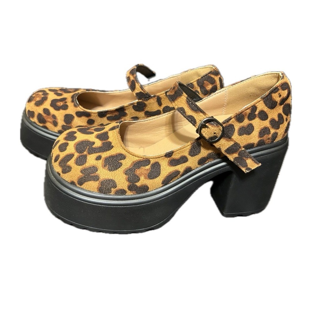 NWOT Leopard Print Chunky Sole Platform MaryJanes. Women's Size EU 39/US 8 - Picture 3 of 16